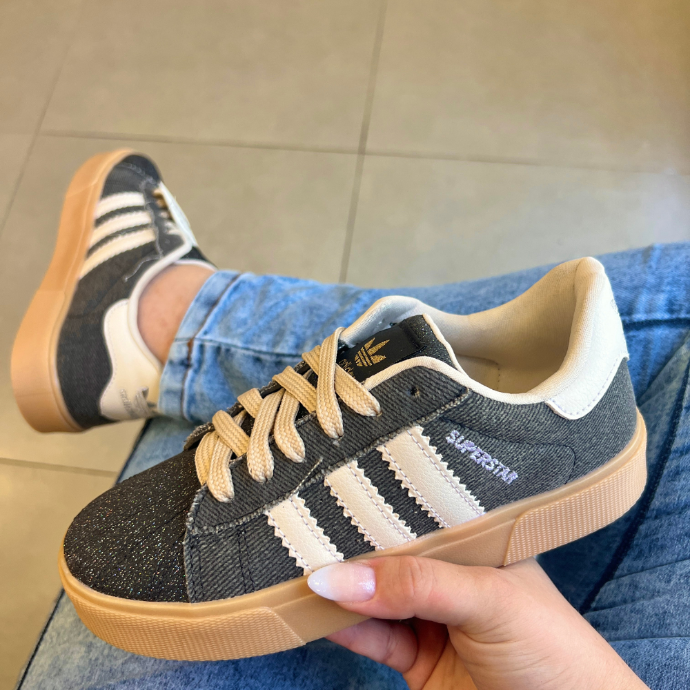 Tênis Adidas Super Star Preto Jeans