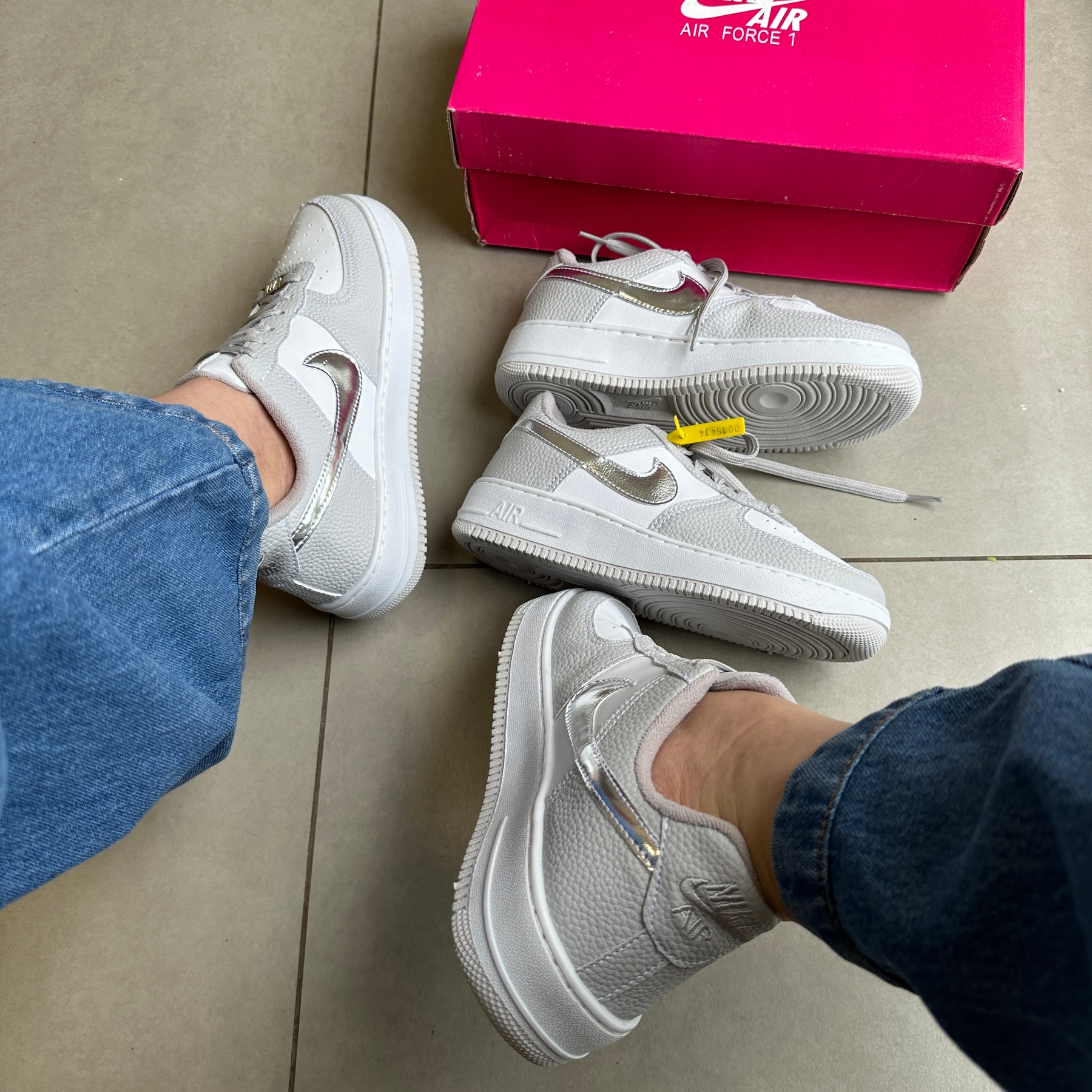 Tênis Nike Air Force Croco Prata