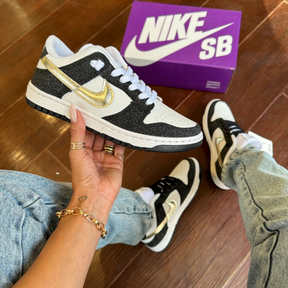 Tênis Nike Dunk Low Preto Glíter Jeans Premium