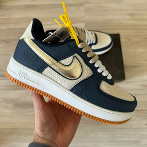 Tênis Nike Air Force Marinho Ouro Premium