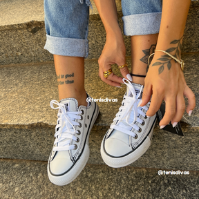 Tênis All Star Couro Branco Feminino Premium