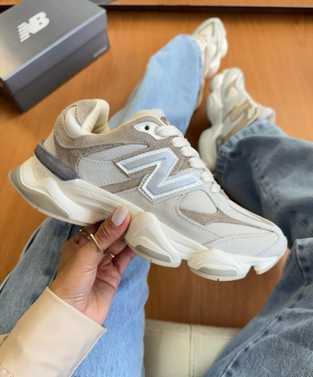 Tênis New Balance 9060 Sea Salt Bege Couro Legítimo