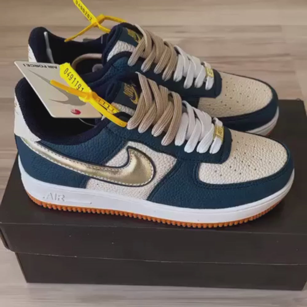 Tênis Nike Air Force Marinho Ouro Premium