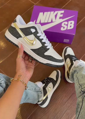 Tênis Nike Dunk Low Preto Glíter Jeans Premium