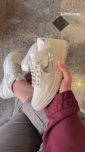 Tênis Nike Dunk Branco Prata Premium